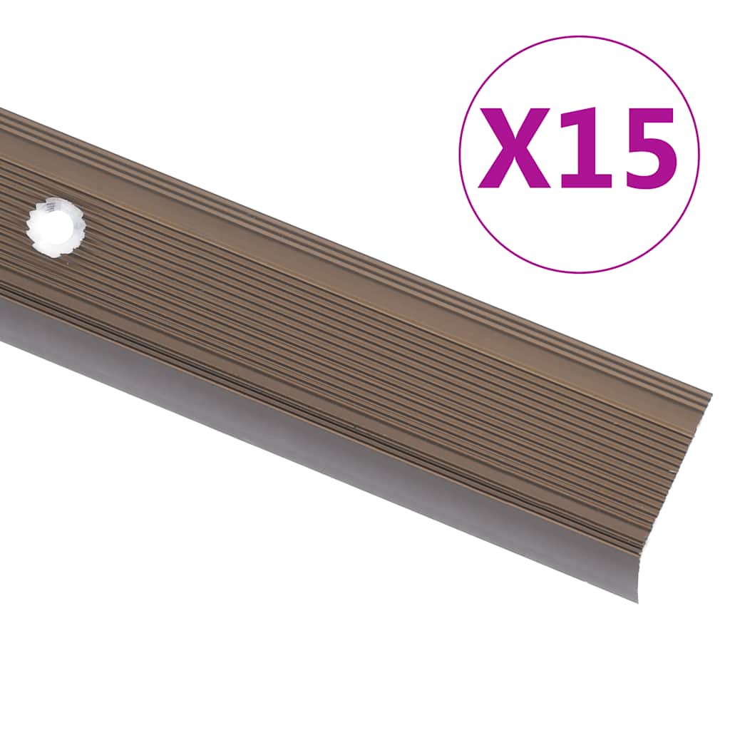 Stair Nosings 30 pcs 67 x 3 x 2 cm Aluminium Brown 100 cm (15 pcs) Screws