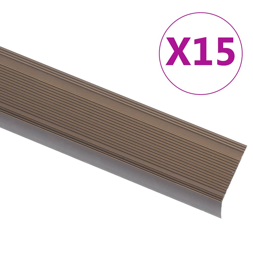 Stair Nosings 30 pcs 67 x 3 x 2 cm Aluminium Brown 100 cm (15 pcs) Tape
