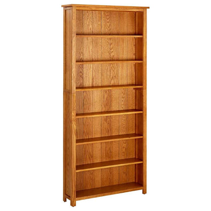 vidaXL 7-Tier Bookcase 90x22.5x200 cm Solid Oak Wood 1