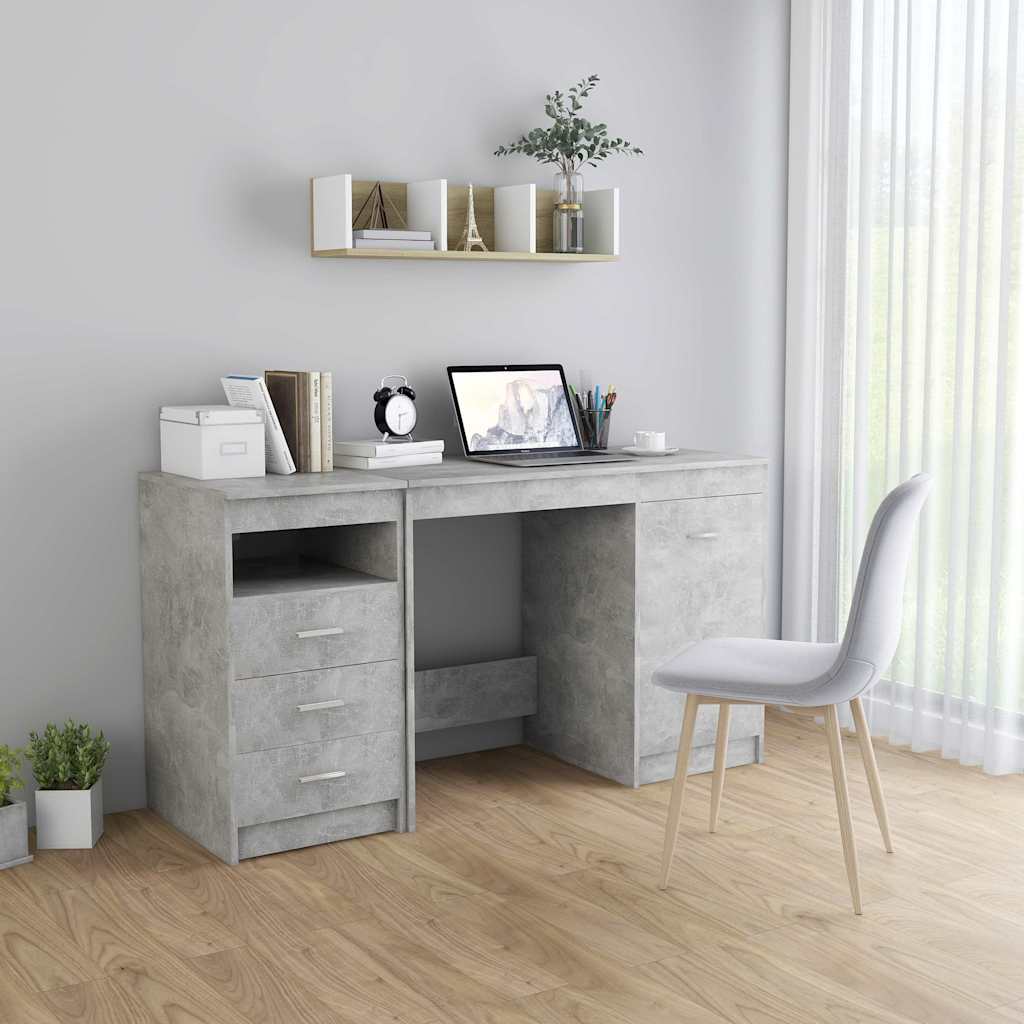 Desk 140x50x76 cm Engineered Wood Concrete grey