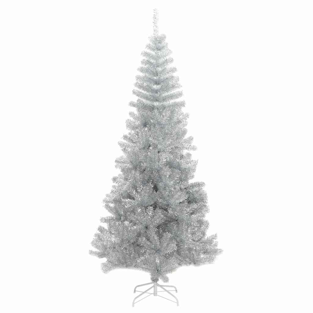 vidaXL Artificial Christmas Tree with Stand Silver 210 cm PET 2