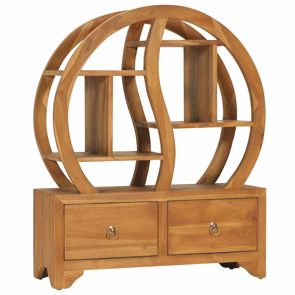 Cabinet with Yin Yang Shelf Solid Teak Wood 68 cm 83 cm 26 cm