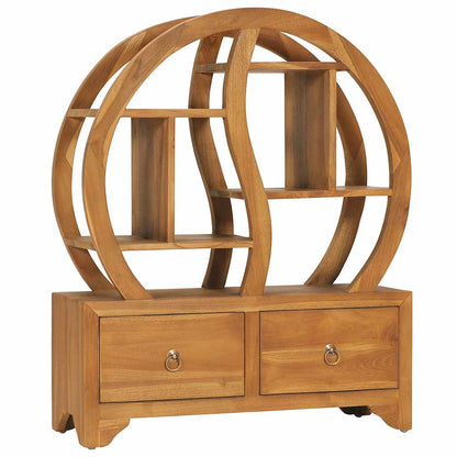 Cabinet with Yin Yang Shelf Solid Teak Wood 68 cm 83 cm 26 cm