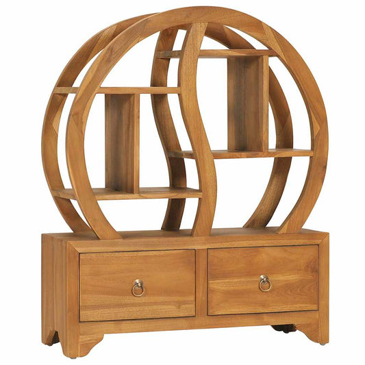Cabinet with Yin Yang Shelf Solid Teak Wood 68 cm 83 cm 26 cm