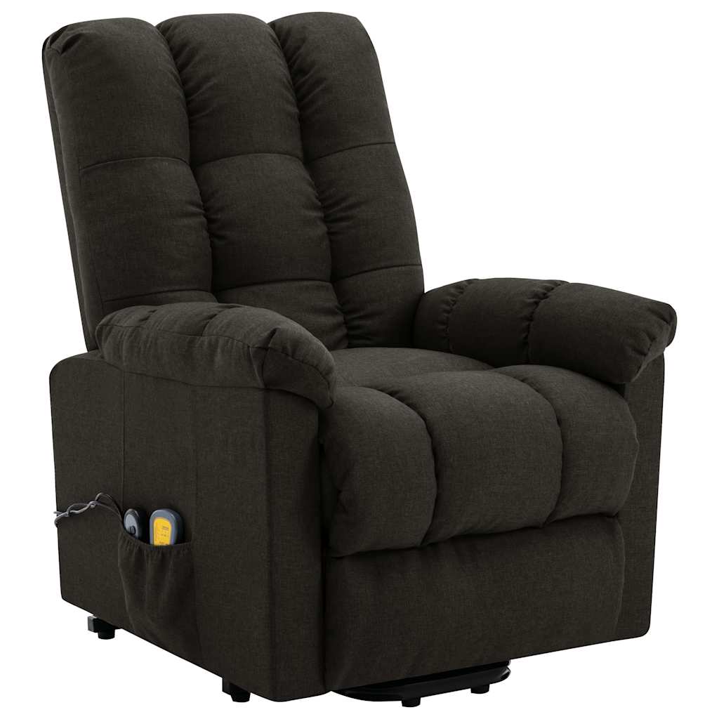Stand-up Massage Recliner Fabric Dark brown