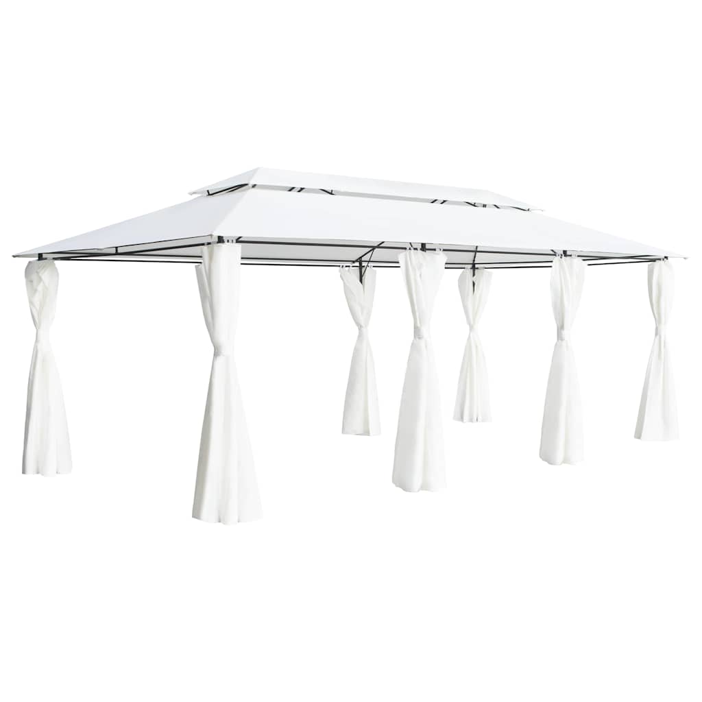 vidaXL Gazebo with Curtains 600x298x270 cm White 180g/m² 2