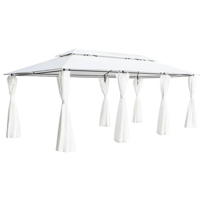 vidaXL Gazebo with Curtains 600x298x270 cm White 180g/m² 2
