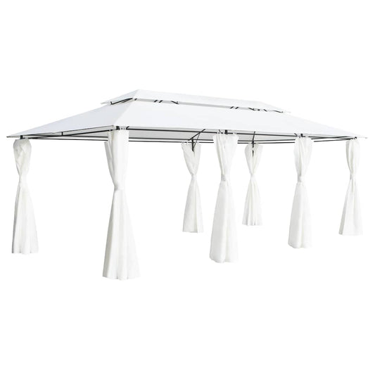 vidaXL Gazebo with Curtains 600x298x270 cm White 180g/m² 2