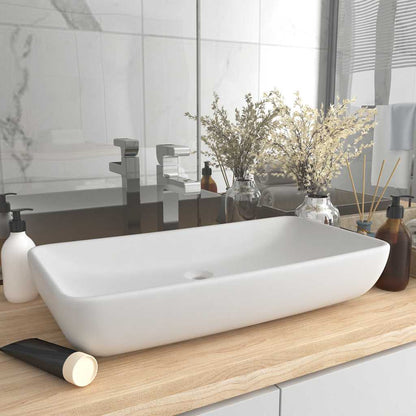 Ceramic Bathroom Sink Basin Rectangular Matte white