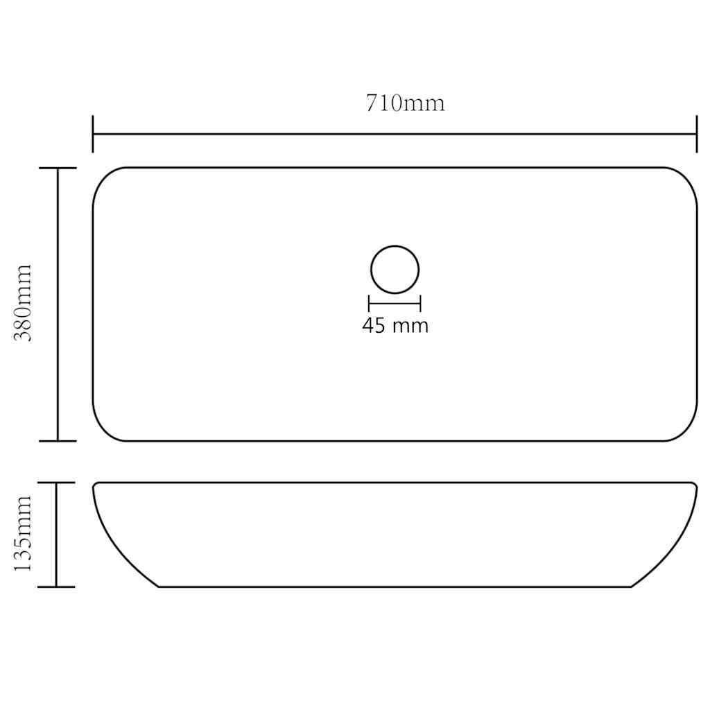 Ceramic Bathroom Sink Basin Rectangular Matte black