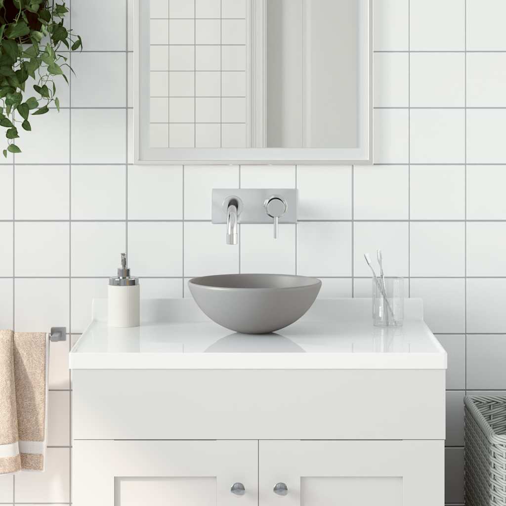 Bathroom Sink Ceramic Round Light grey