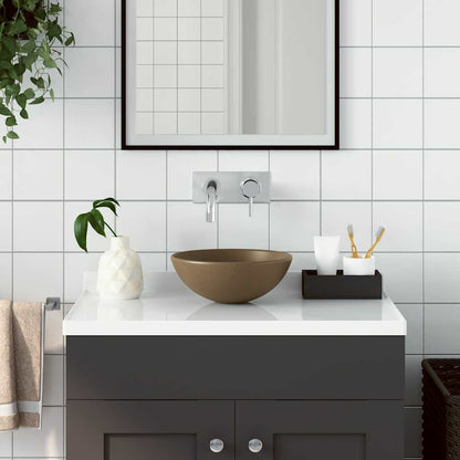 Bathroom Sink Ceramic Round Matte cream