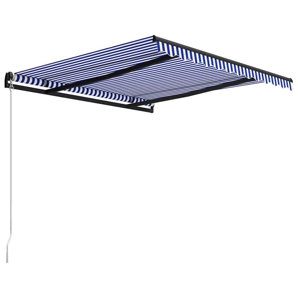 vidaXL Manual Retractable Awning 300x250 cm Blue and White 3