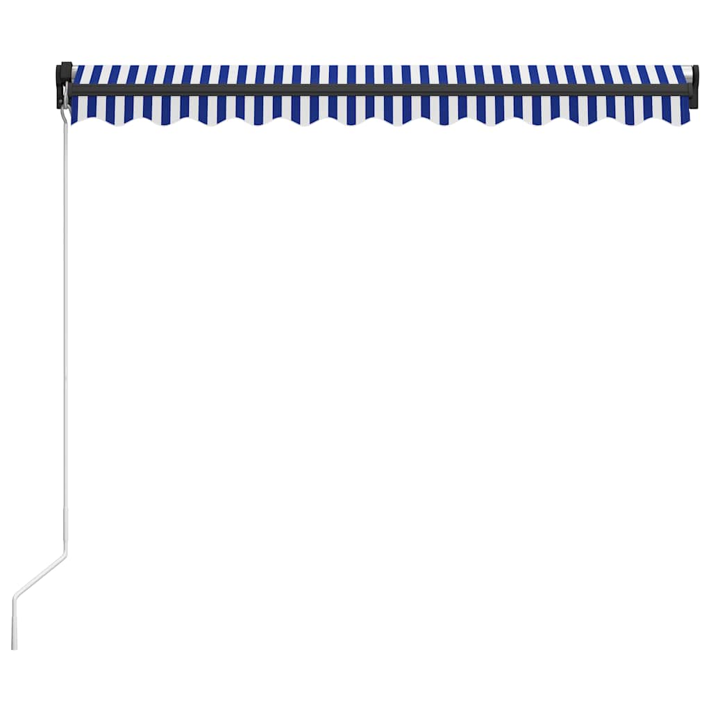 vidaXL Manual Retractable Awning 300x250 cm Blue and White 4