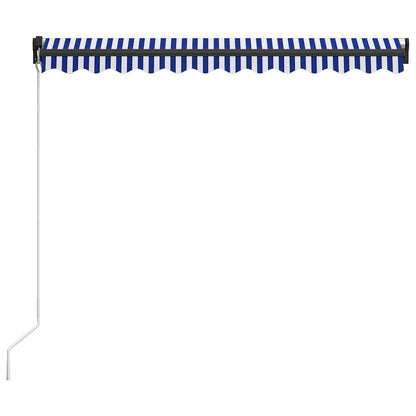 vidaXL Manual Retractable Awning 300x250 cm Blue and White 4