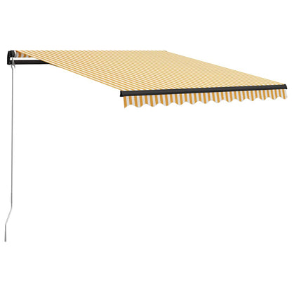 vidaXL Manual Retractable Awning with LED 300x250 cm Yellow and White 2