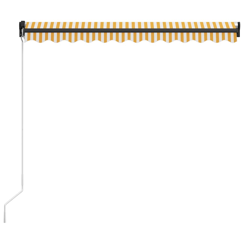 vidaXL Manual Retractable Awning with LED 300x250 cm Yellow and White 3