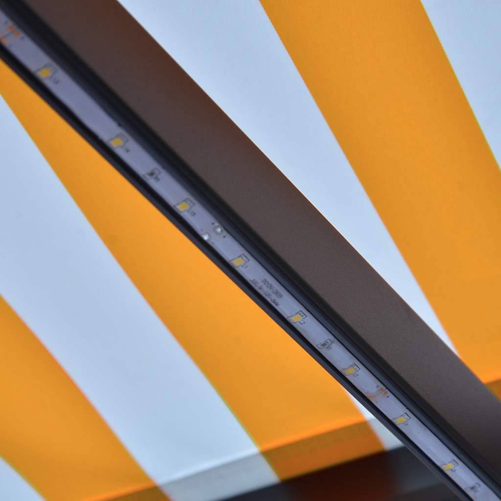 vidaXL Manual Retractable Awning with LED 300x250 cm Yellow and White 6