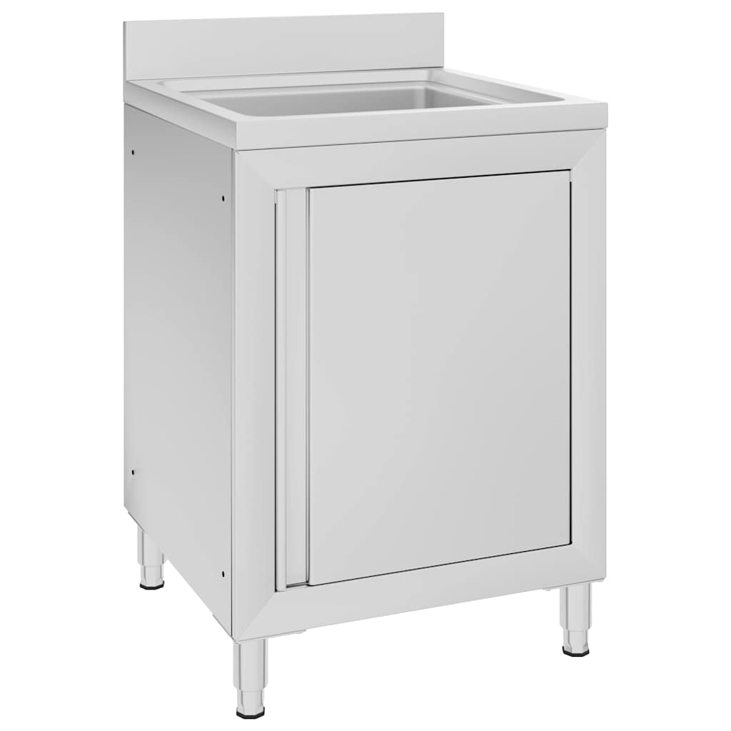 vidaXL Commercial Kitchen Sink Cabinet 60x60x96 cm Stainless Steel 1