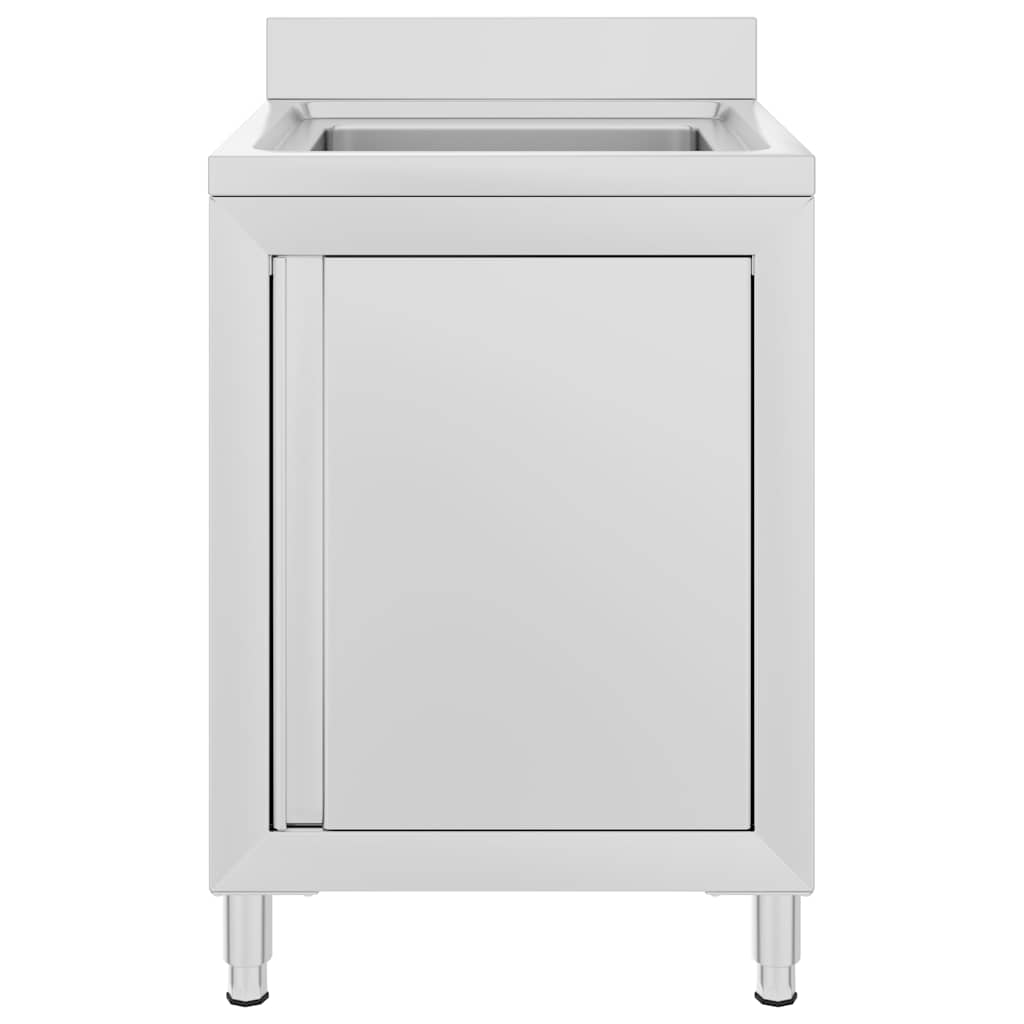vidaXL Commercial Kitchen Sink Cabinet 60x60x96 cm Stainless Steel 2