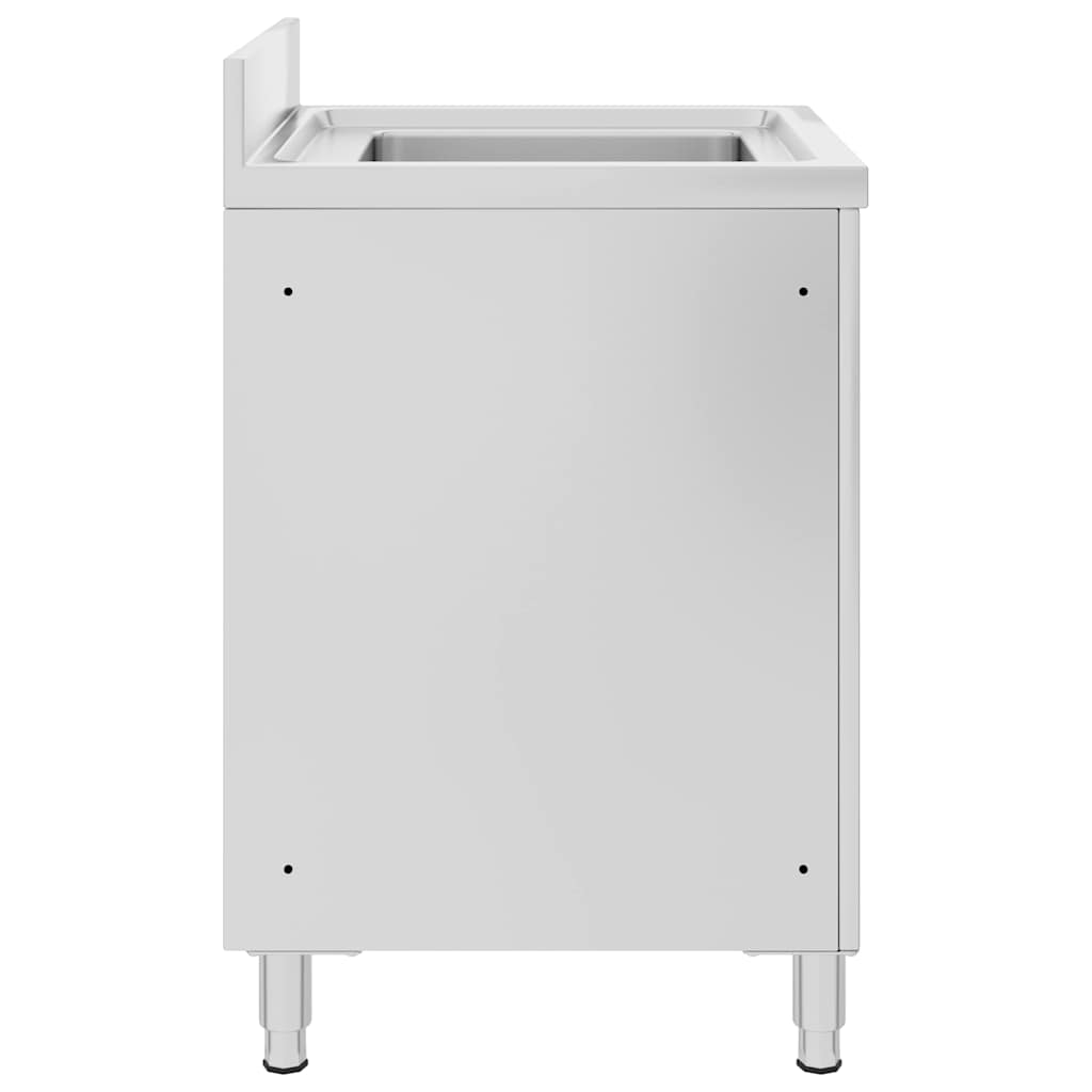 vidaXL Commercial Kitchen Sink Cabinet 60x60x96 cm Stainless Steel 3