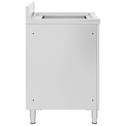 vidaXL Commercial Kitchen Sink Cabinet 60x60x96 cm Stainless Steel 3