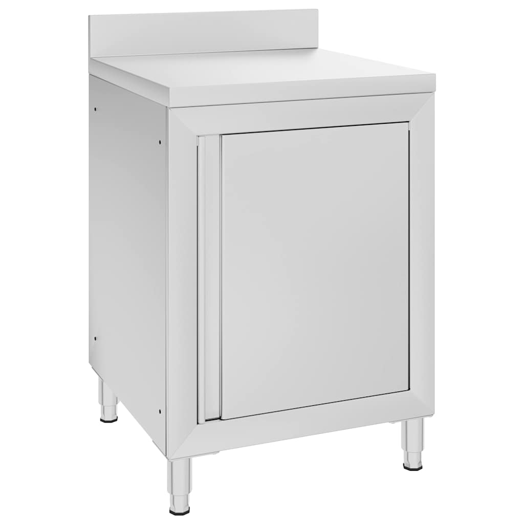 vidaXL Commercial Work Table with Cabinet 60x60x96 cm Stainless Steel 1