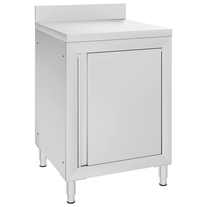 vidaXL Commercial Work Table with Cabinet 60x60x96 cm Stainless Steel 1