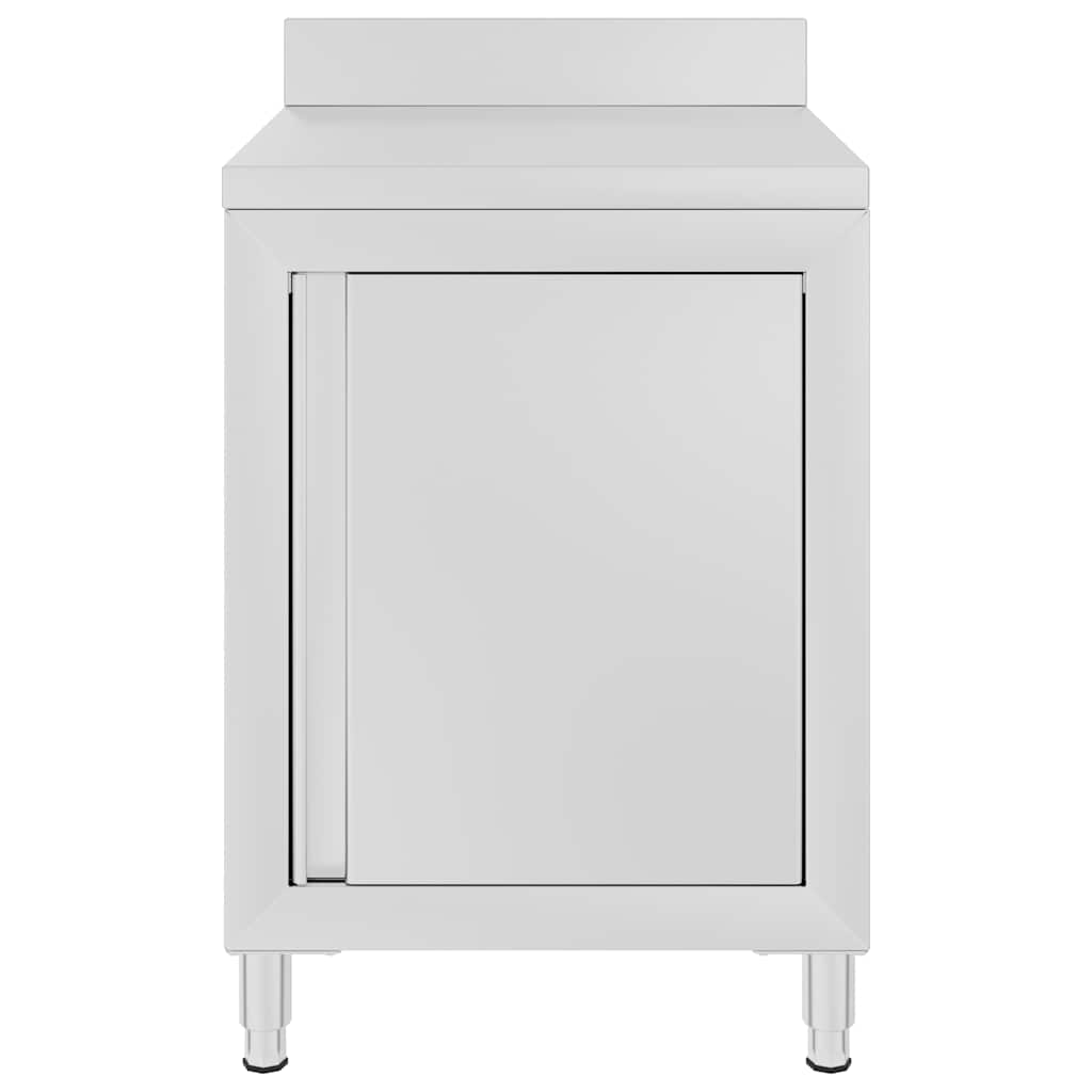 vidaXL Commercial Work Table with Cabinet 60x60x96 cm Stainless Steel 2