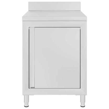 vidaXL Commercial Work Table with Cabinet 60x60x96 cm Stainless Steel 2