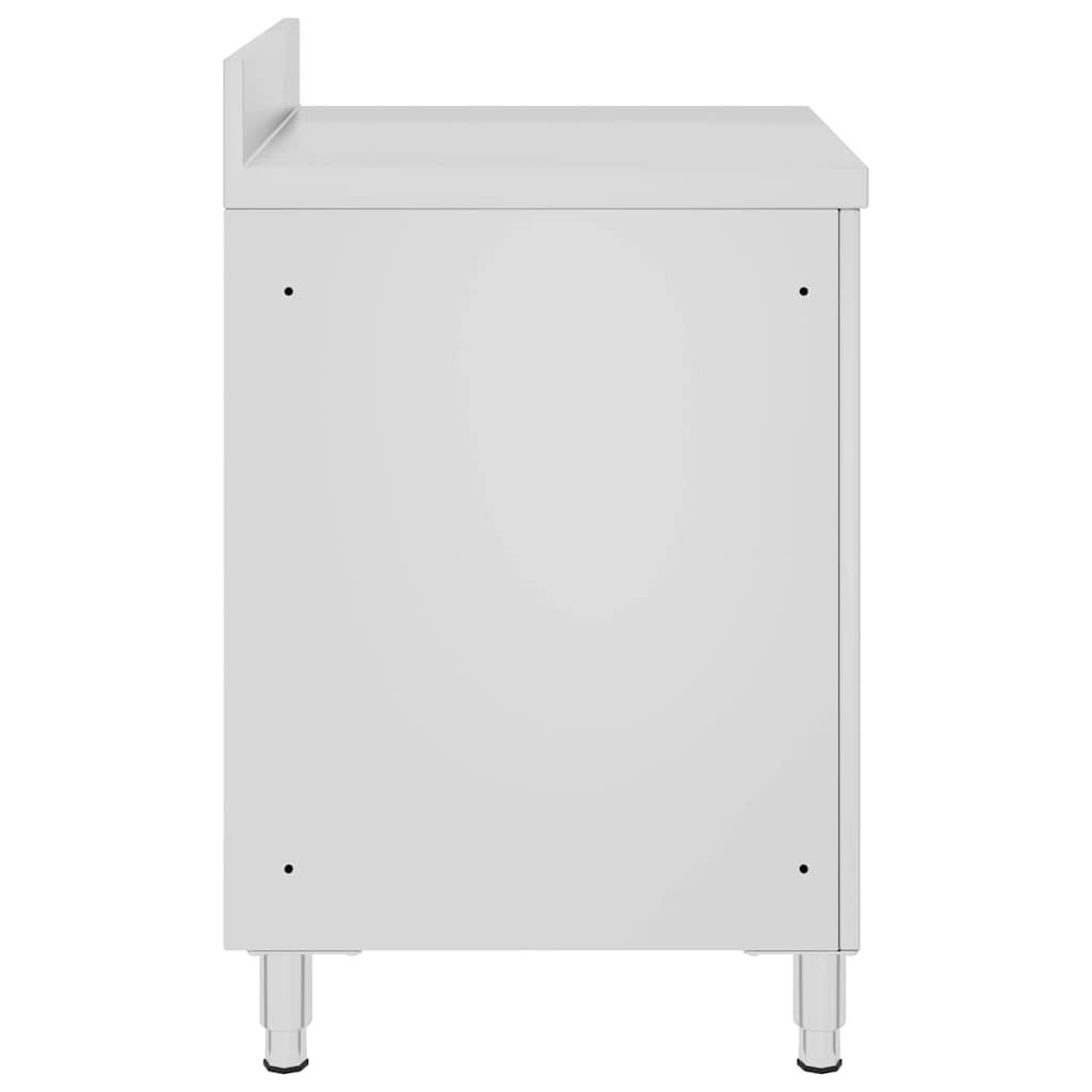 vidaXL Commercial Work Table with Cabinet 60x60x96 cm Stainless Steel 3