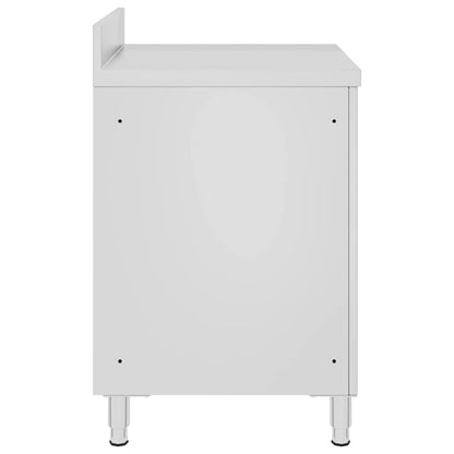 vidaXL Commercial Work Table with Cabinet 60x60x96 cm Stainless Steel 3