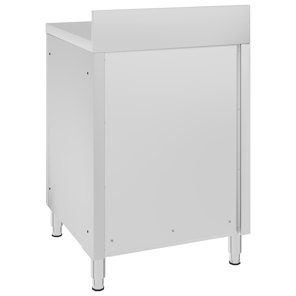 vidaXL Commercial Work Table with Cabinet 60x60x96 cm Stainless Steel 4