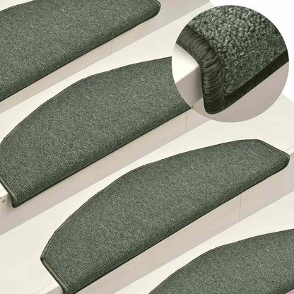 Stair Mats 65x24x4 cm Half Round Large 15 pcs Dark green