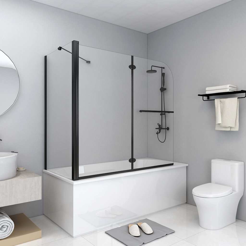 vidaXL Bi-Folding Shower Enclosure ESG 120x68x130 cm Black 1