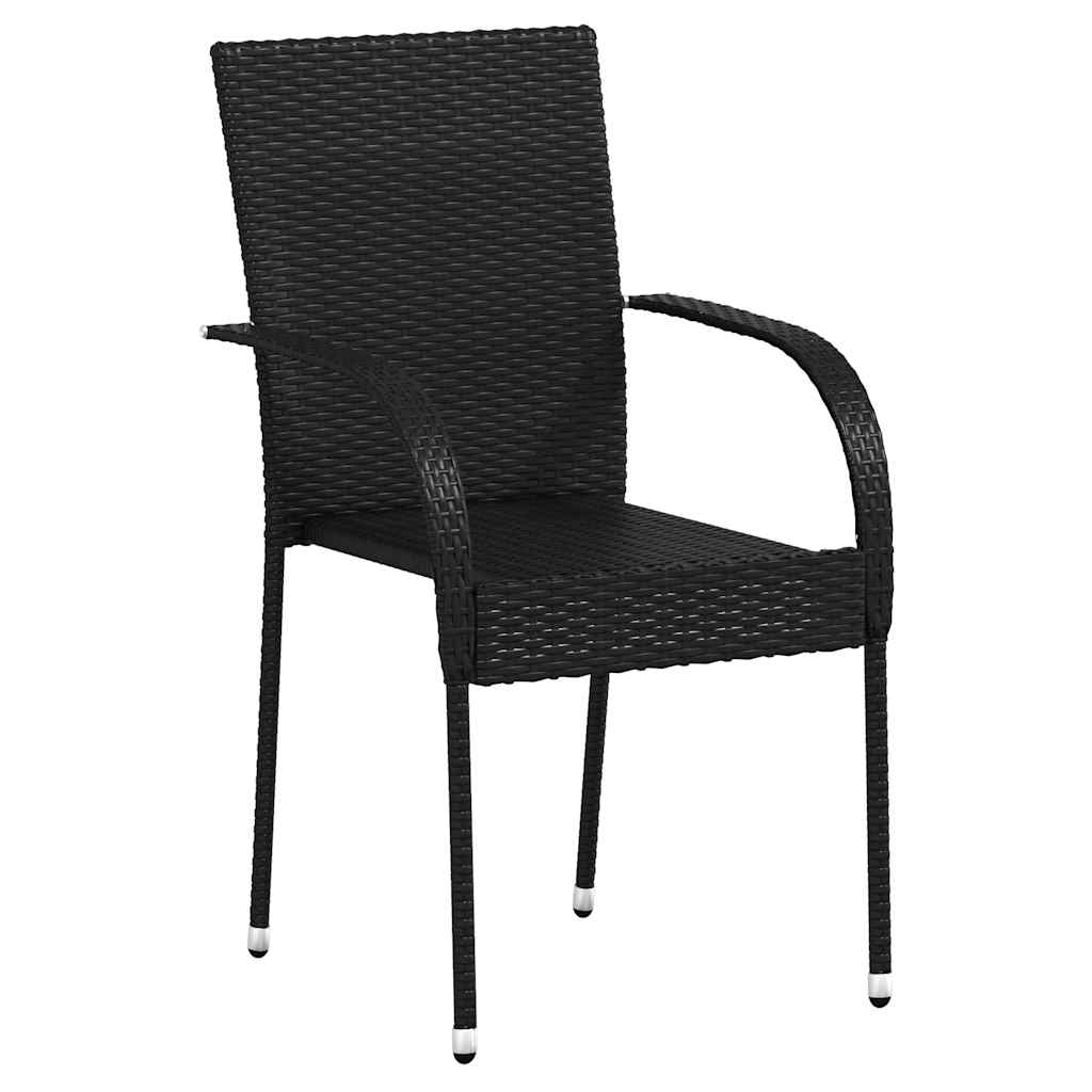 vidaXL Stackable Outdoor Chairs 6 pcs Poly Rattan Black 3
