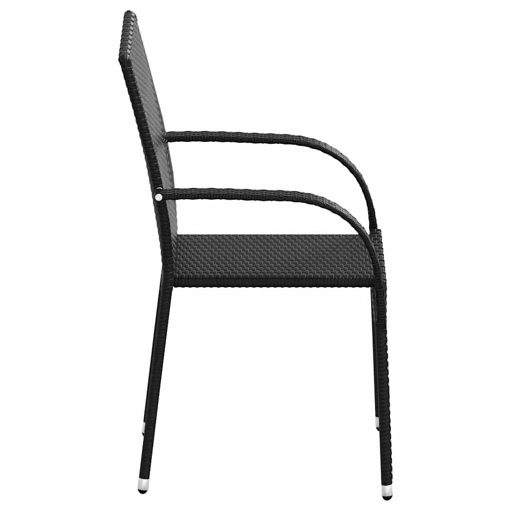 vidaXL Stackable Outdoor Chairs 6 pcs Poly Rattan Black 5