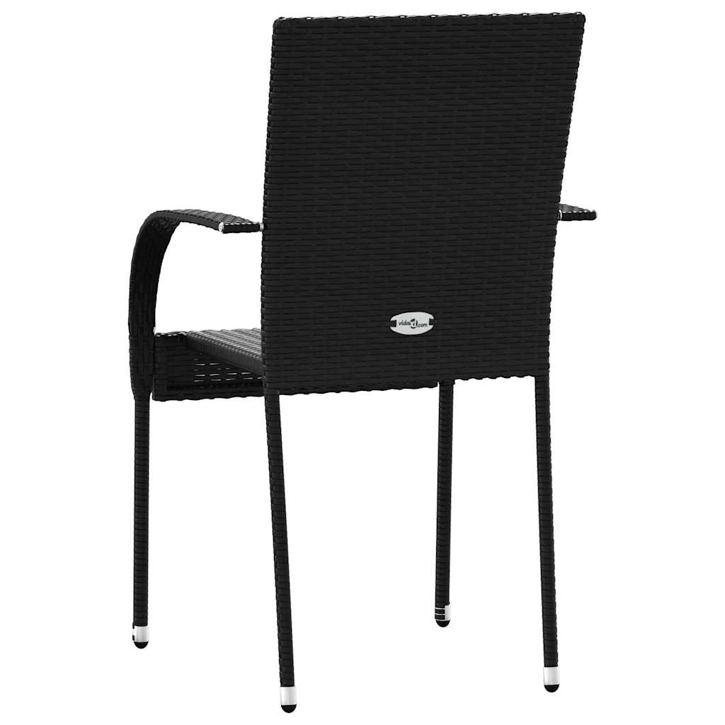 vidaXL Stackable Outdoor Chairs 6 pcs Poly Rattan Black 6