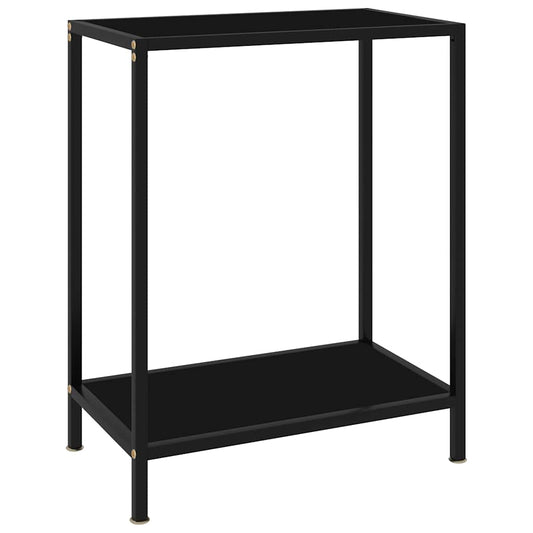 Console Table Tempered Glass with Feet Black 60 x 35 x 75 cm