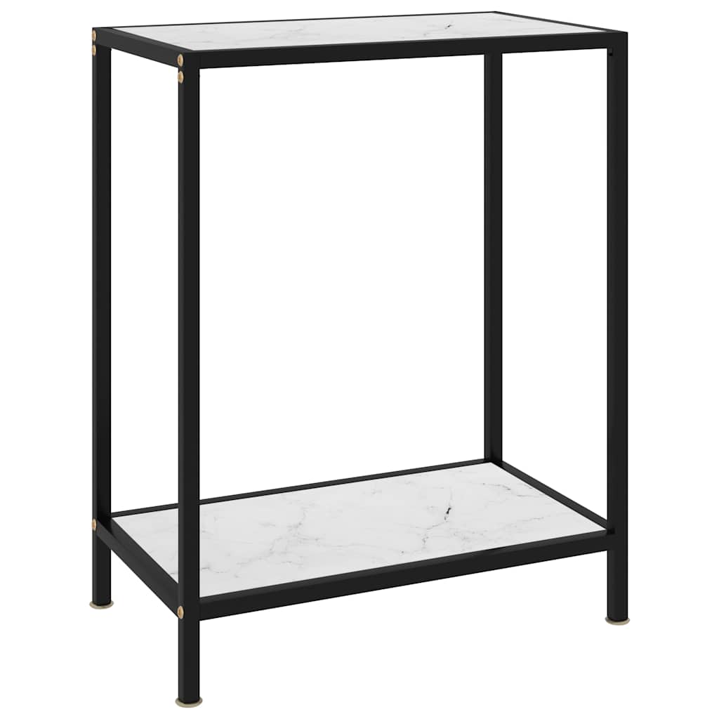 Console Table Tempered Glass with Feet White 60 x 35 x 75 cm