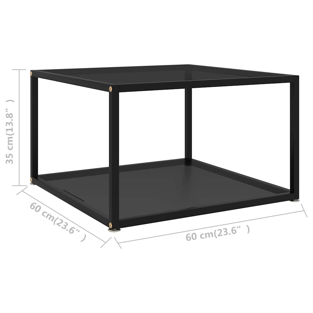 Coffee Table Tempered Glass Black 60 cm 60 cm