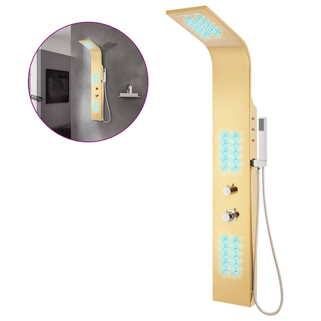 vidaXL Shower Panel System Stainless Steel 201 Gold Curved 2