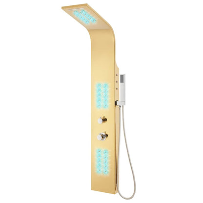 vidaXL Shower Panel System Stainless Steel 201 Gold Curved 3