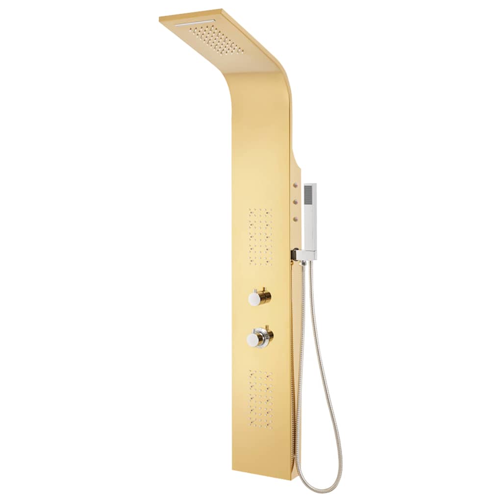 vidaXL Shower Panel System Stainless Steel 201 Gold Curved 4