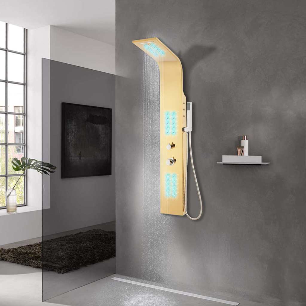 vidaXL Shower Panel System Stainless Steel 201 Gold Curved 1