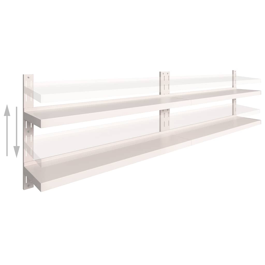 vidaXL 2-Tier Floating Wall Shelves 2 pcs Stainless Steel 300x30 cm 3