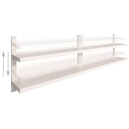 vidaXL 2-Tier Floating Wall Shelves 2 pcs Stainless Steel 300x30 cm 3