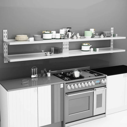 vidaXL 2-Tier Floating Wall Shelves 2 pcs Stainless Steel 300x30 cm 1