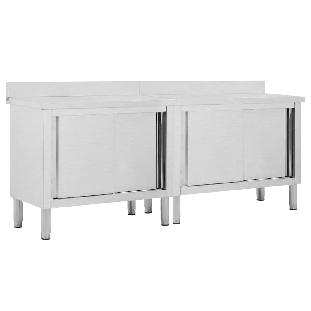vidaXL Work Tables with Sliding Doors 2pcs