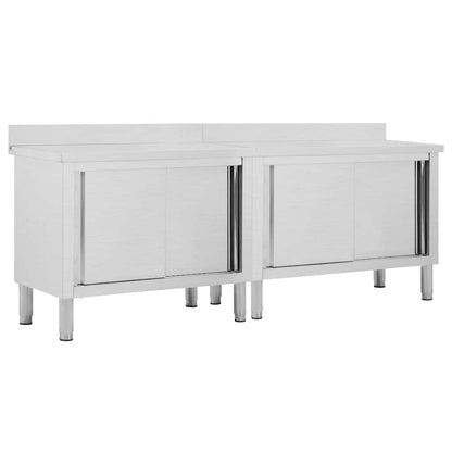 vidaXL Work Tables with Sliding Doors 2pcs